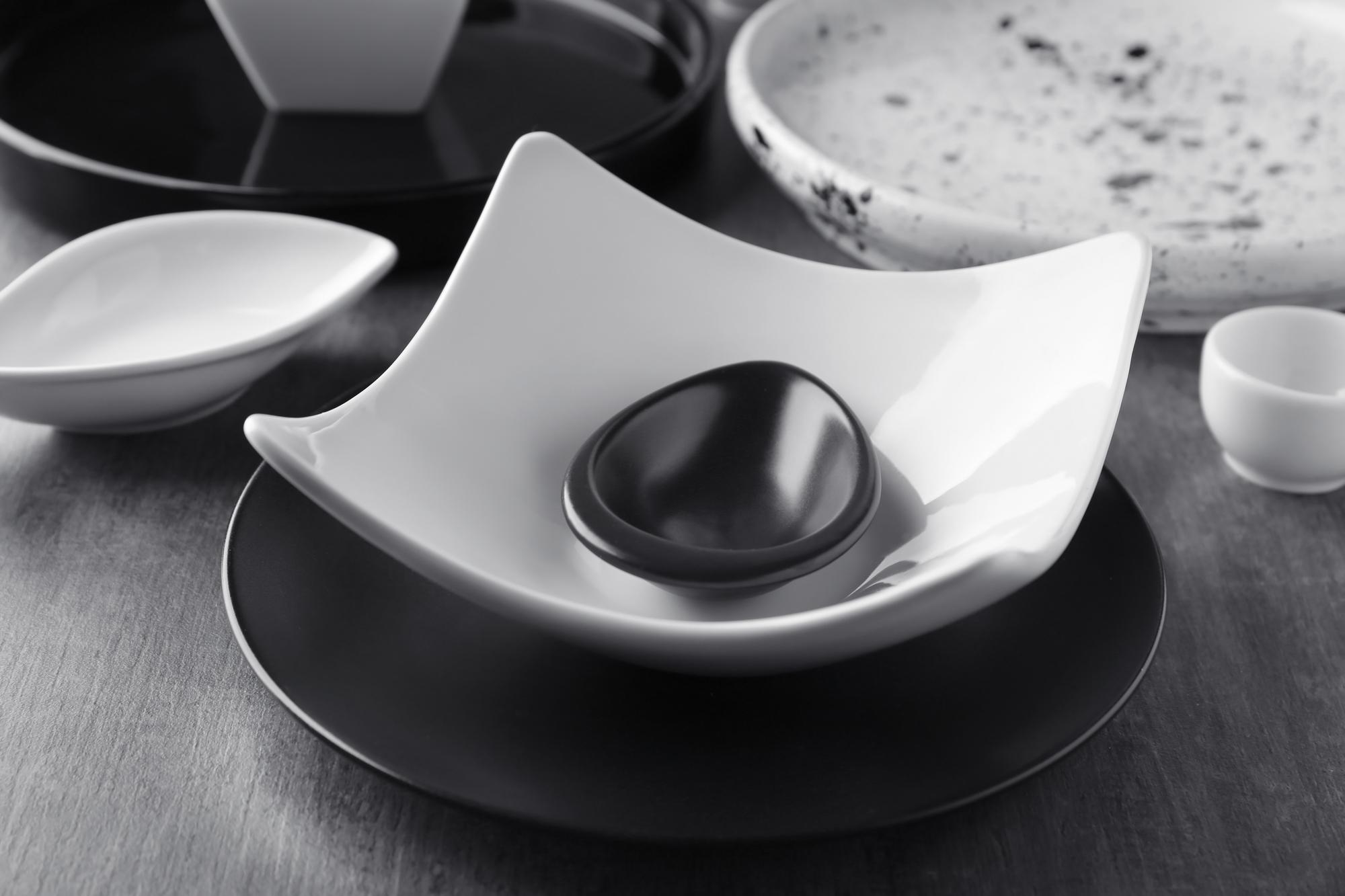 Studio kitchen with modern tools and plated dishes