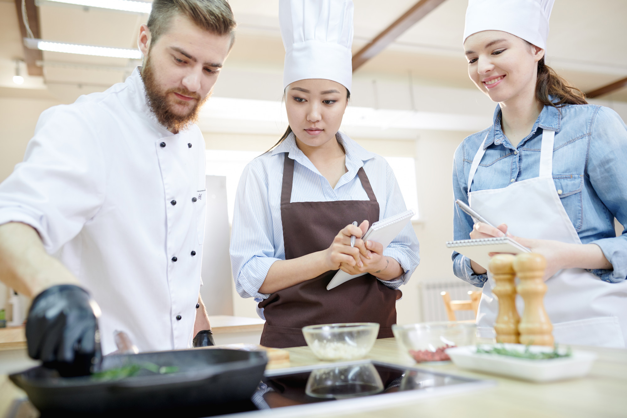 Participants in a workshop kitchen