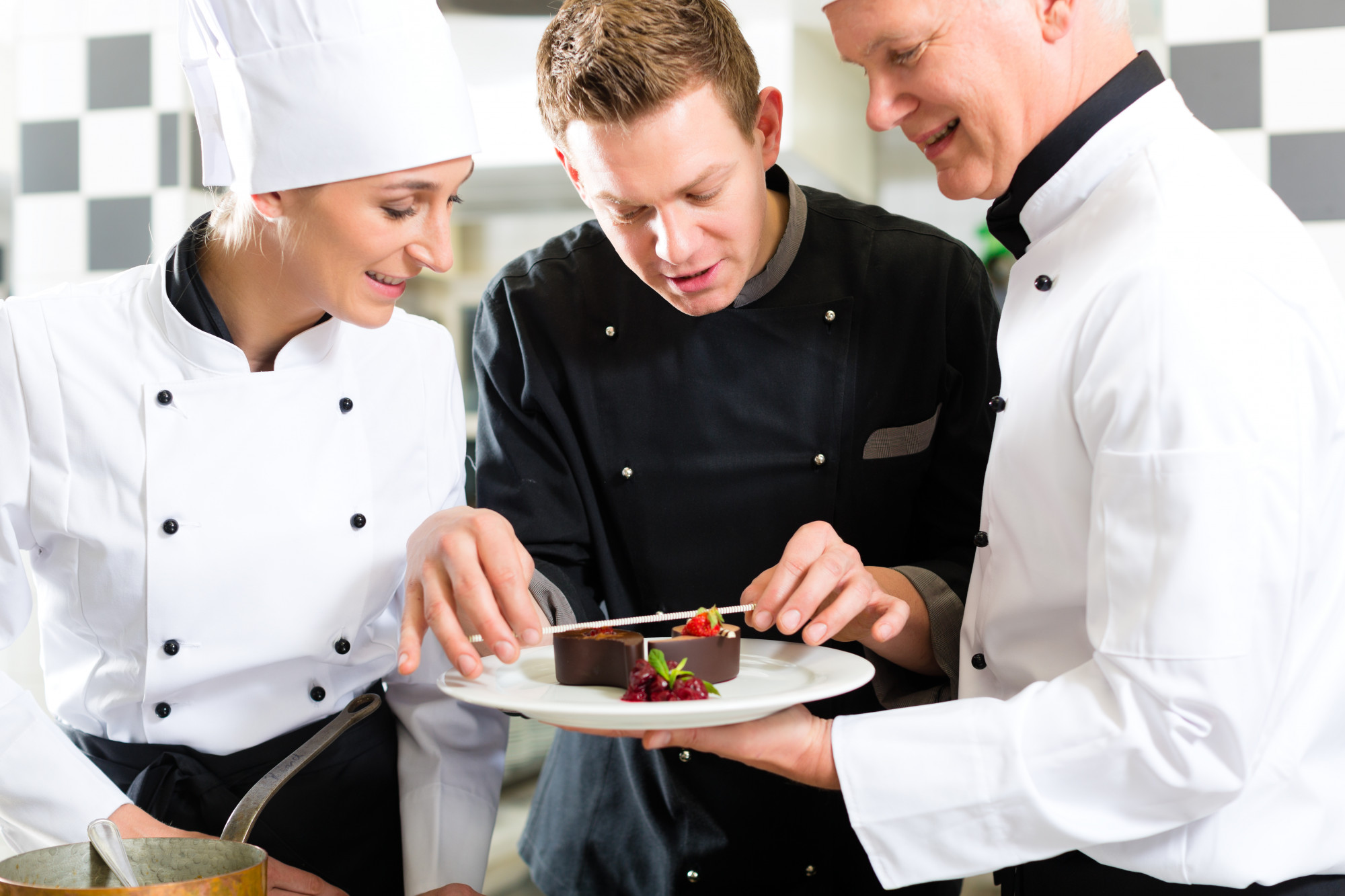 Group practicing plating techniques