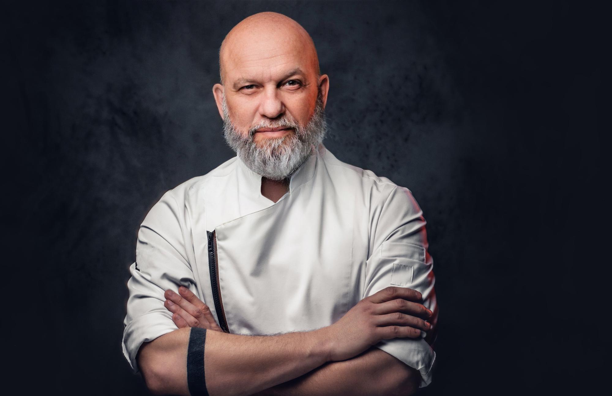 Head chef portrait in studio
